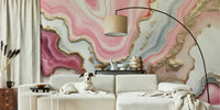 Chic Pink and Gold Glam Marble Stone Mural by HappyWall