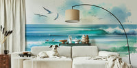 Serene Seascape Mural by HappyWall