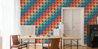 Retro 70s 80s Tennis Rainbow Stripes Mural by HappyWall