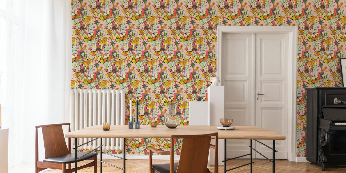 Retro Disco Dance Pop Rose Mural by HappyWall