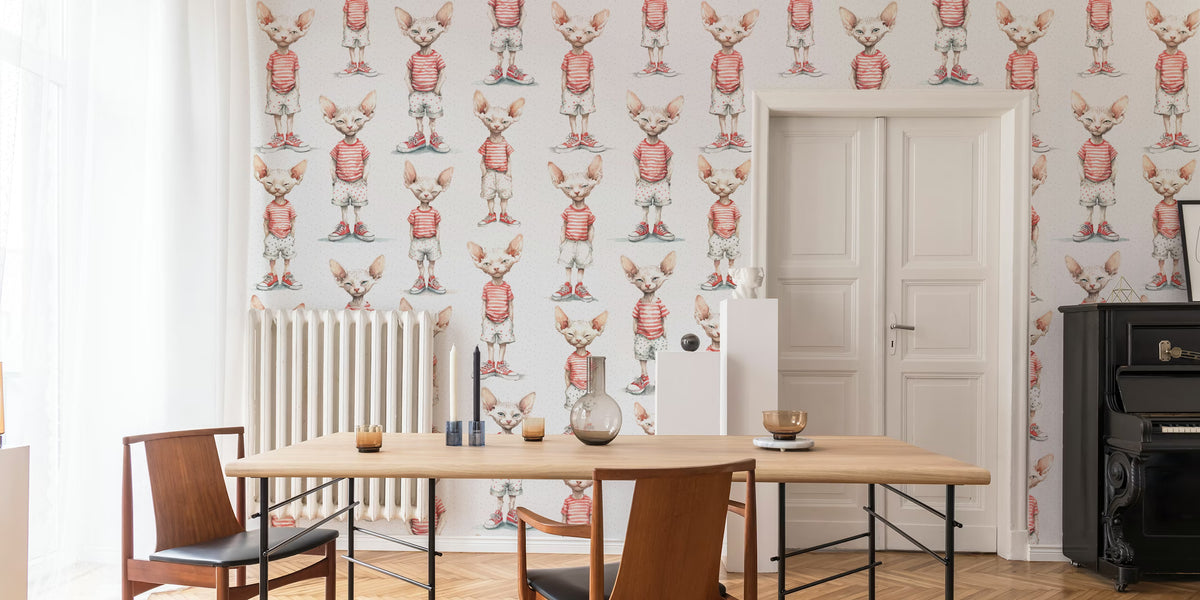 Sphynx Cats in Stripes Mural by HappyWall