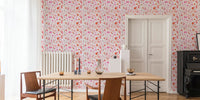 Little Pigs and Florals in Pink Mural by HappyWall