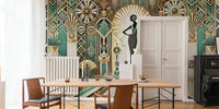 Vintage Elegance Scene in Art Deco Mural by HappyWall