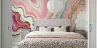 Chic Pink and Gold Glam Marble Stone Mural by HappyWall