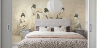 Elegant Geisha Dancers with Fans Mural by HappyWall