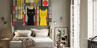 Abstract Cat Gathering Mural by HappyWall