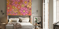 Groovy Retro Garden Flowers 60s Floral Mural by HappyWall
