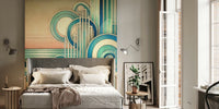 Art Deco Ocean Waves Mural by HappyWall