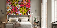Groovy Retro Garden Flowers 60s Floral Mural by HappyWall