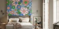 Groovy Retro Garden Flowers 60s Floral Mural by HappyWall