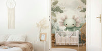 Dreamy Axolotl Oasis Green Mural by HappyWall