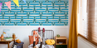 Lobster Stripe Beach House Fun Mural by HappyWall