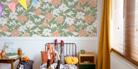 Whimsical Botanical Fun Cat Mural by HappyWall