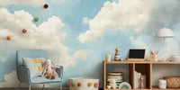 Painted Blue Sky Mural by HappyWall