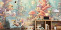 Whimsical Mermaid Village Mural by HappyWall