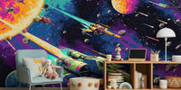 Space Battle Mural by HappyWall