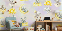 Watercolor Elephant Balloon Nursery Mural by HappyWall