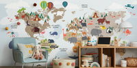 Kids World Map Mural by HappyWall