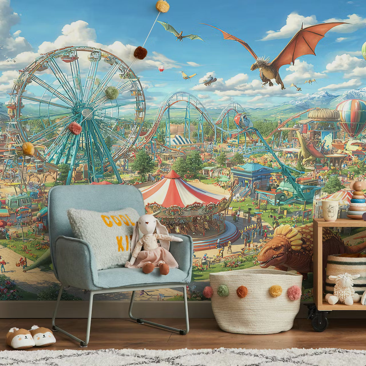 Jurassic Fairground Adventure Mural by HappyWall