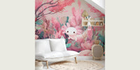 Dreamy Axolotl Oasis Pink Mural by HappyWall