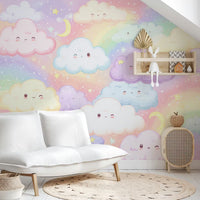 Rainbow Cloud Dreams Mural by HappyWall
