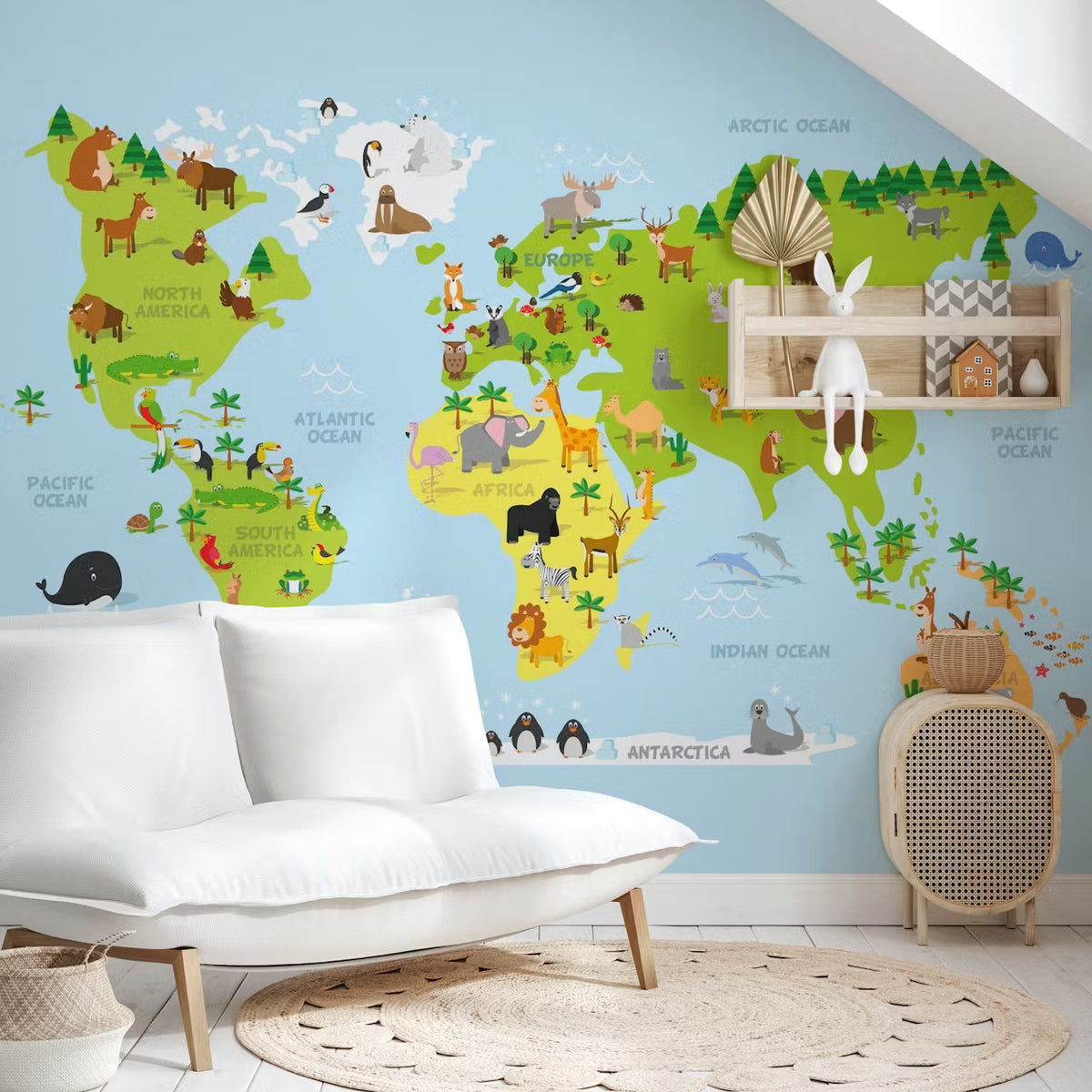 World Map Kids Mural by HappyWall