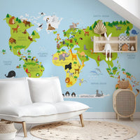 World Map Kids Mural by HappyWall