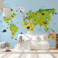 World Map Kids Mural by HappyWall