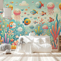 Underwater Wonders Mural by Happywall