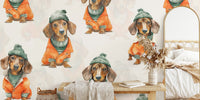 Cozy Dachshund Pals Mural by HappyWall