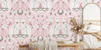 Damask Romantic Cats Mural by HappyWall
