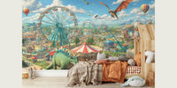 Jurassic Fairground Adventure Mural by HappyWall