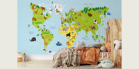 World Map Kids Mural by HappyWall