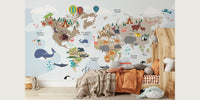 Kids World Map Mural by HappyWall