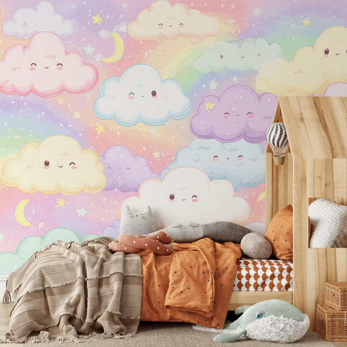 Rainbow Cloud Dreams Mural by HappyWall