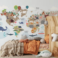 Kids World Map Mural by HappyWall