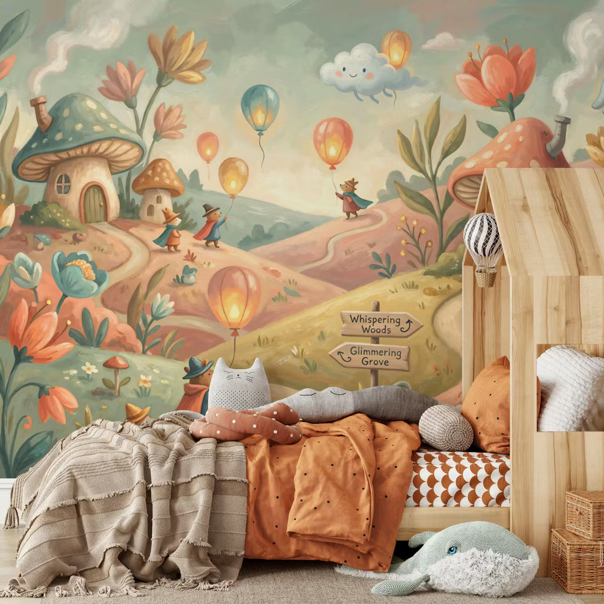 Balloon Journey in Wonderland Mural by HappyWall