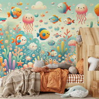 Underwater Wonders Mural by Happywall