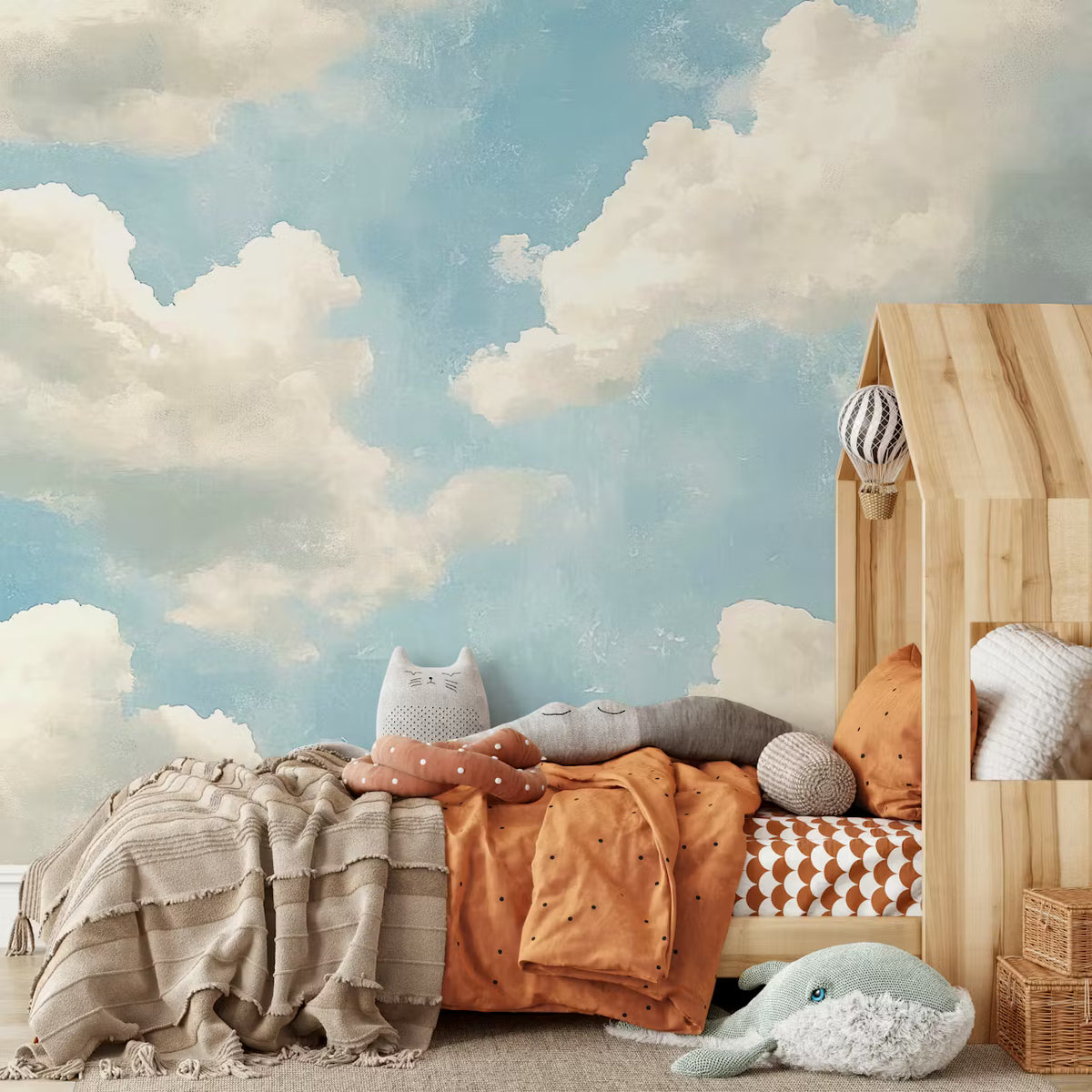 Painted Blue Sky Mural by HappyWall