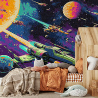 Space Battle Mural by HappyWall