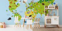 World Map Kids Mural by HappyWall