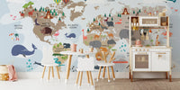 Kids World Map Mural by HappyWall