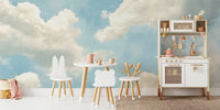 Painted Blue Sky Mural by HappyWall
