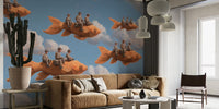 Fish Riders in the Sky Mural by HappyWall