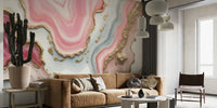 Chic Pink and Gold Glam Marble Stone Mural by HappyWall