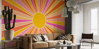 Vintage Sun - Orange Mural by HappyWall