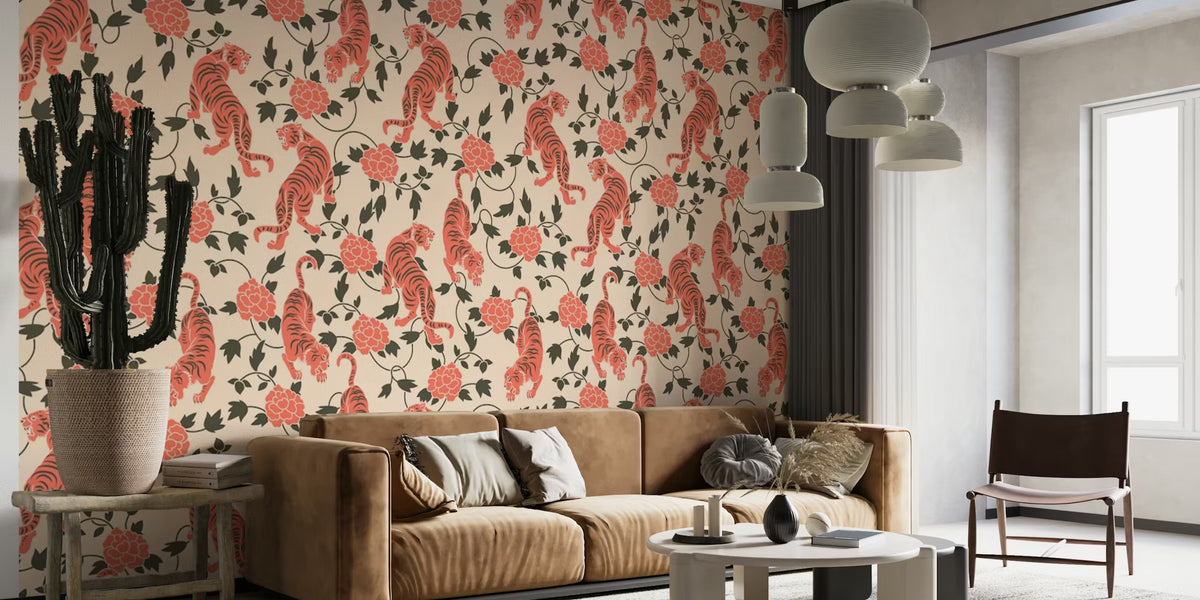 Vintage Chinese Tigers and Florals by HappyWall