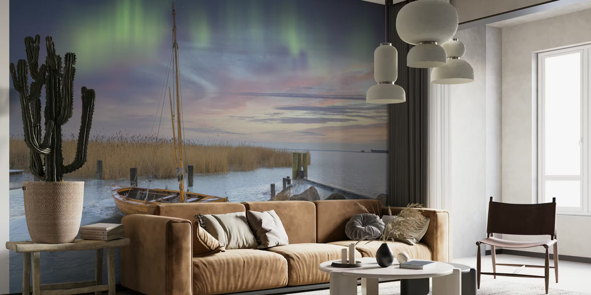 Northern Lights in Scandinavia Mural by HappyWall