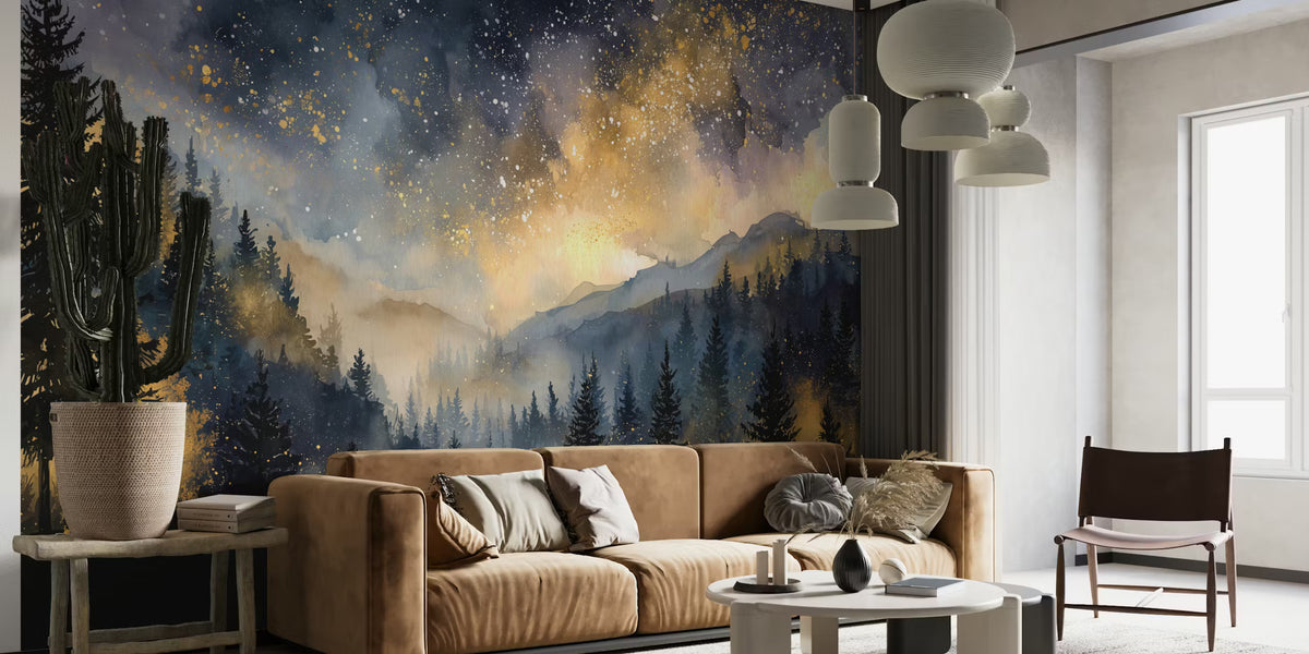 Starry Woodland Dreamscape Mural by HappyWall