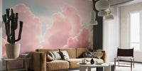 Dreamy Rose Strawberry Cotton Candy Clouds Mural by HappyWall